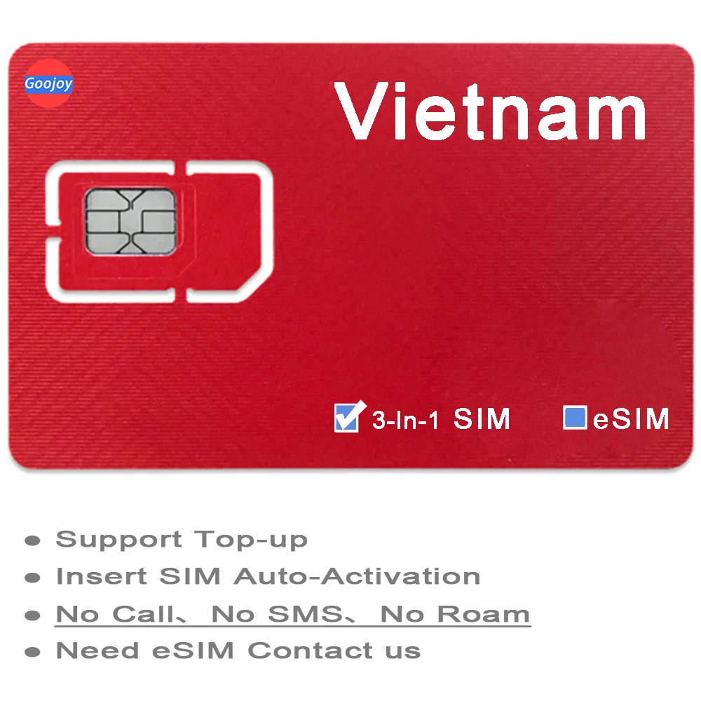 Vietnam Viettel Prepaid Sim / eSIM Card；Vietnam Sim Card For Nha Trang Da Nang Phu Quoc Island Hanoi 4G Data Sim；