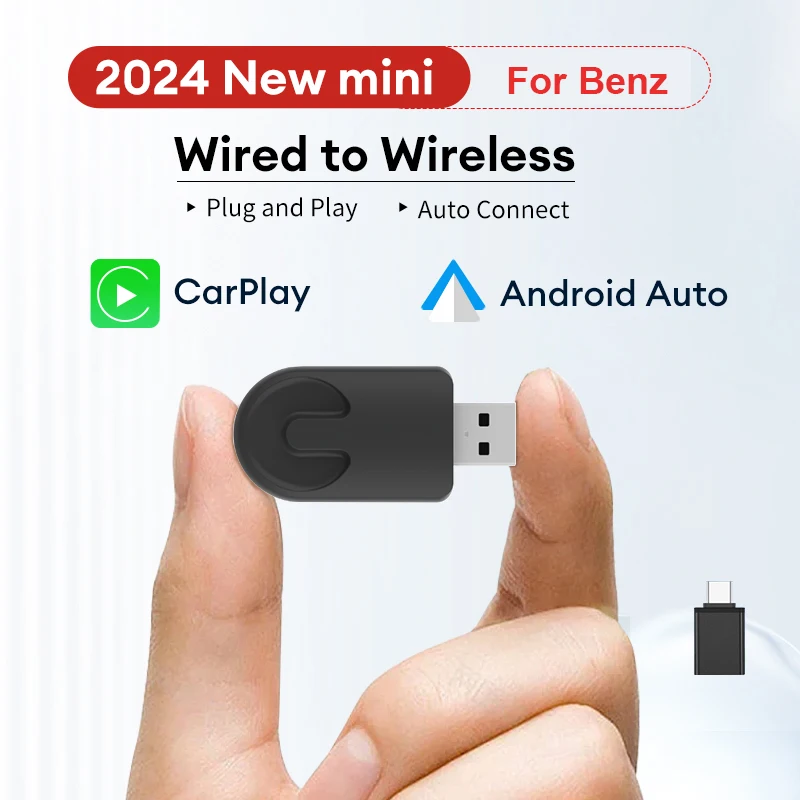 XUDA-caja de Ia 2 en 1 para coche, adaptador inalámbrico para Android, Carplay, para Benz A, C, E, S, GLA, GLB, GLC, 2024, GLE, GLS, EQB, EQC, novedad de 300