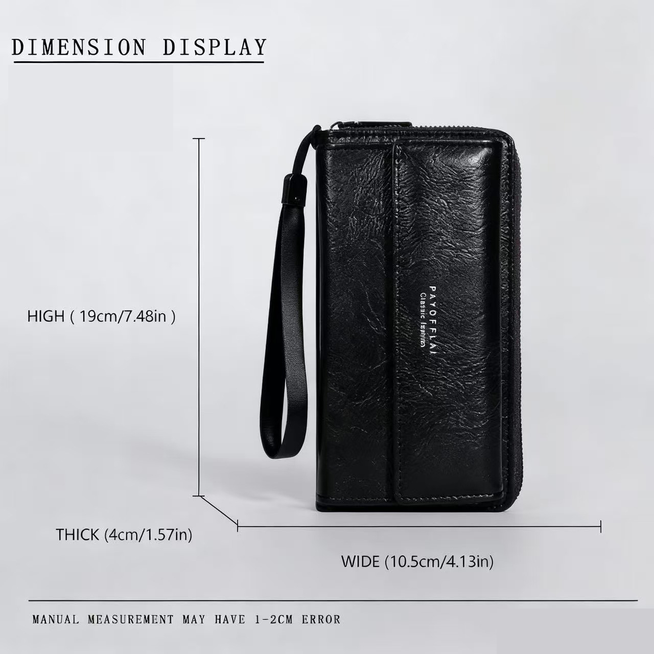 Men's PU Zipper Handbag Large Capacity Long Wallet Clutch Bag Phone Bag Multi Card Card Holder Coin Purse Wallet Double Layer