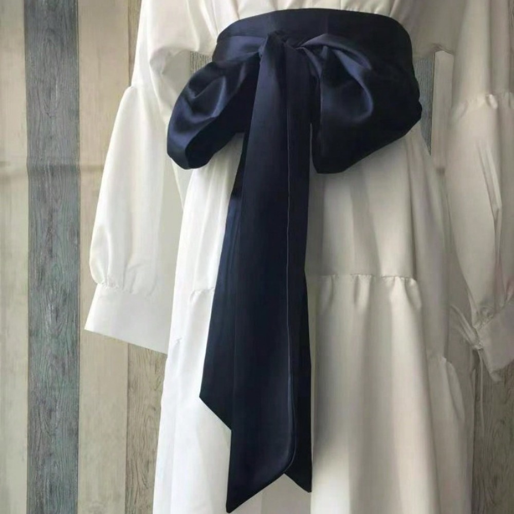 10cm de largura elegante moda feminina fita de seda cinto com decoração bowknot 250cm de comprimento