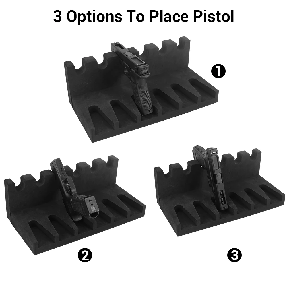 6/4/3/2 Slots Pistol Rack Gun Rack Foam Weapon Support Self-adhesive Handgun Display Stand Glock Magazine Holder Airsoft Storage