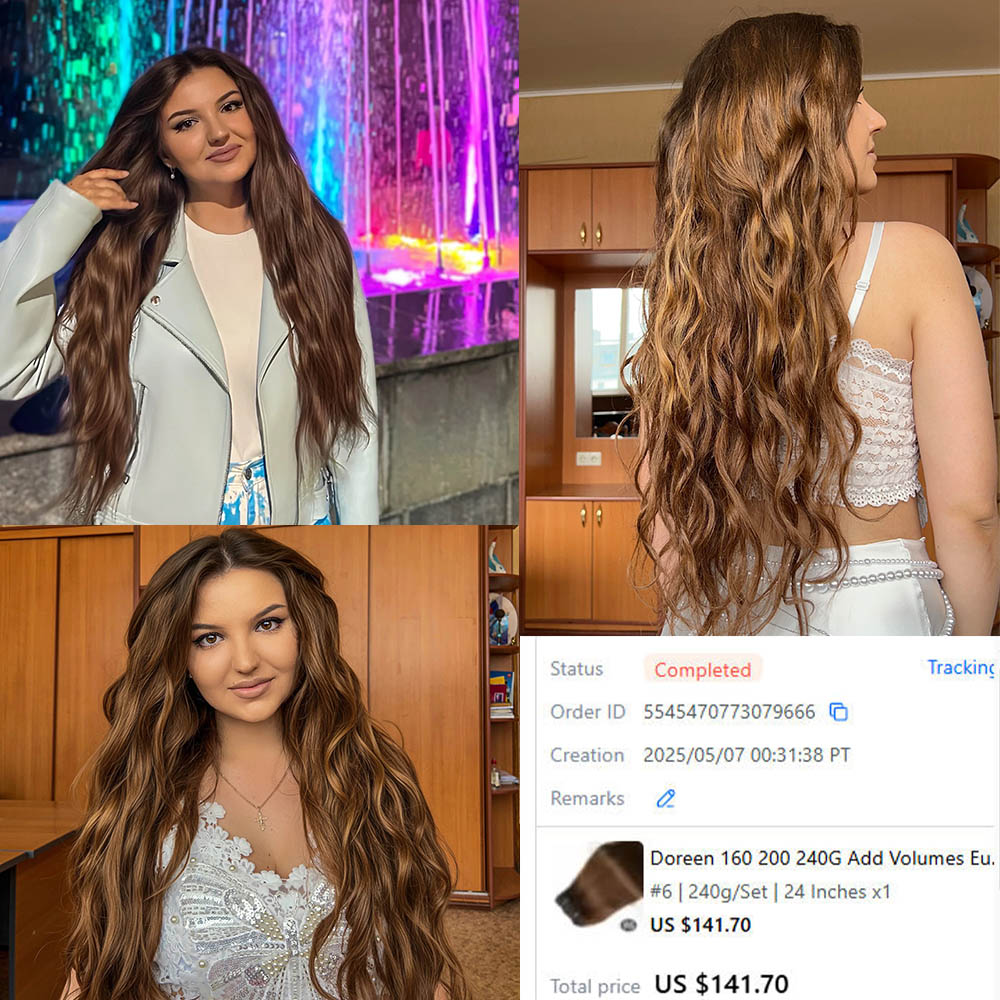 Doreen 160G 200G 240G série de Volume Machine brésilienne Remy pince droite dans les Extensions de cheveux humains pleine tête 10 pièces 16 à 24 pouces