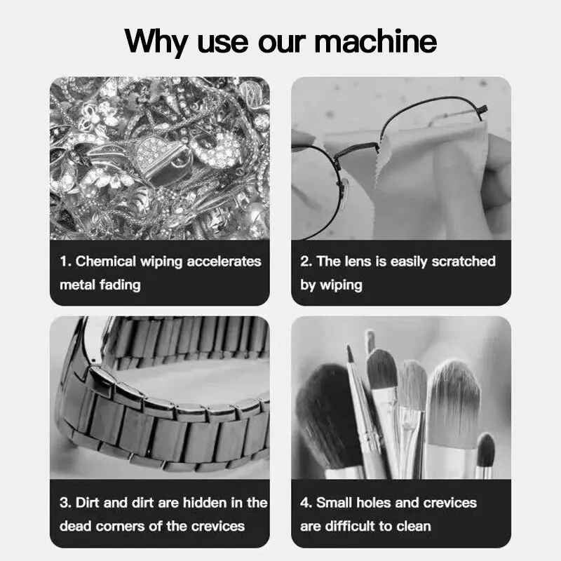 Máquina de limpieza por vibración portátil, eliminación de manchas domésticas de alta frecuencia, joyería, reloj, máquina de limpieza de gafas