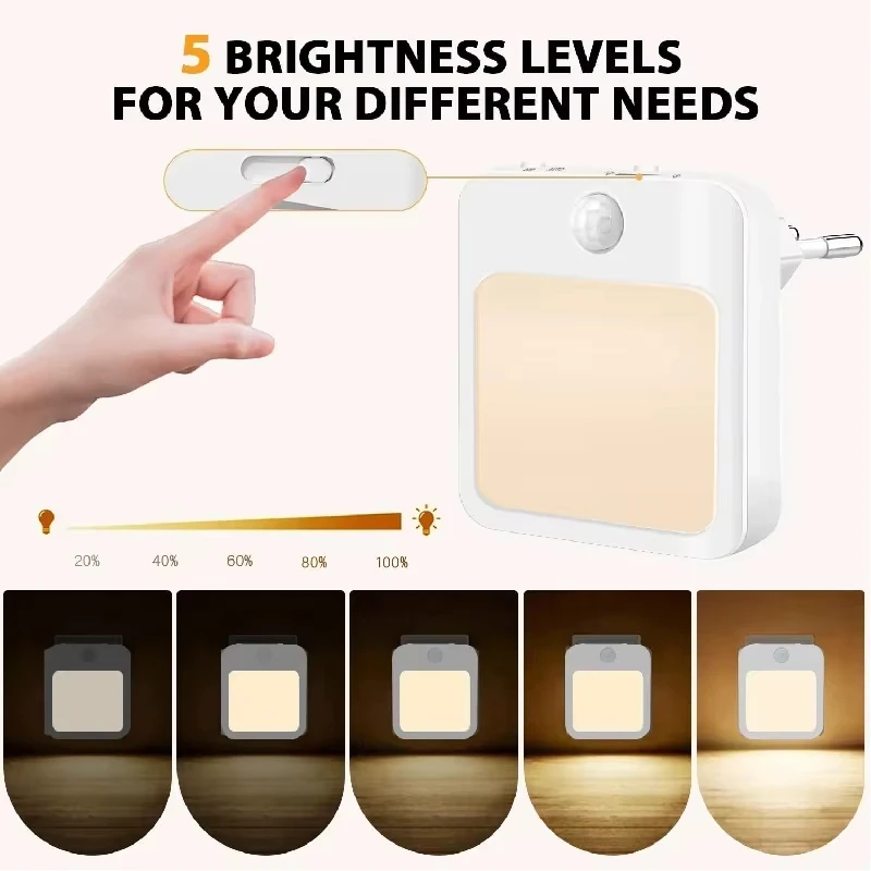 Xiaomi Mijia-luz nocturna con Sensor de movimiento y luz LED, lámparas con enchufe UE y EE. UU., lámpara nocturna inalámbrica de inducción para mesita de noche y dormitorio