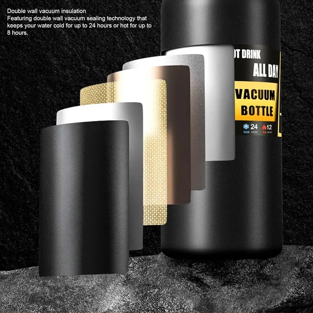 LargeCapacityOutdoor SportsThermosfles Draagbare waterfles Roestvrij staal Vacuümisolatie met rietje 800 ml/1000 ml/1500 ml