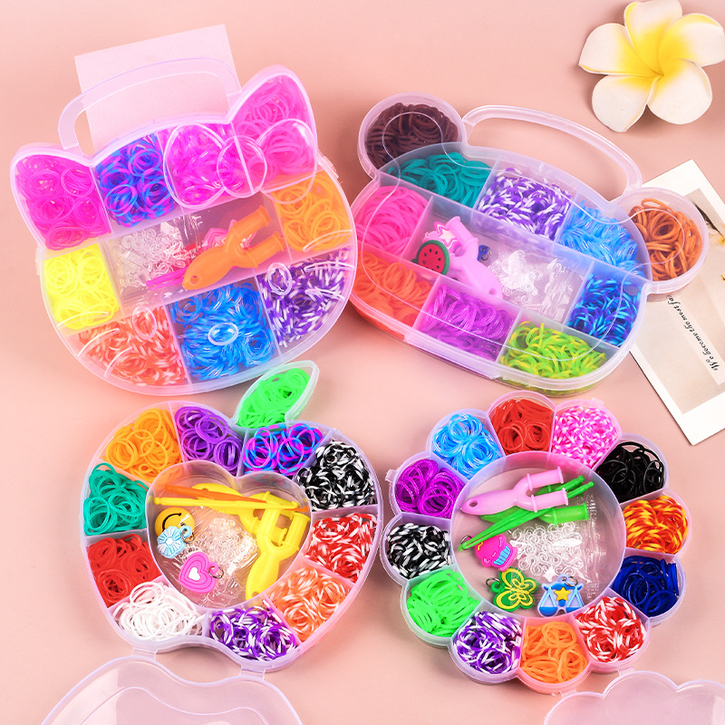 600 stücke Gummibänder Kreative Bunte Webstuhl Band Set Regenbogen Armband Herstellung Kit DIY Gewebte Armbänder Handwerk Spielzeug Für Mädchen Geschenke