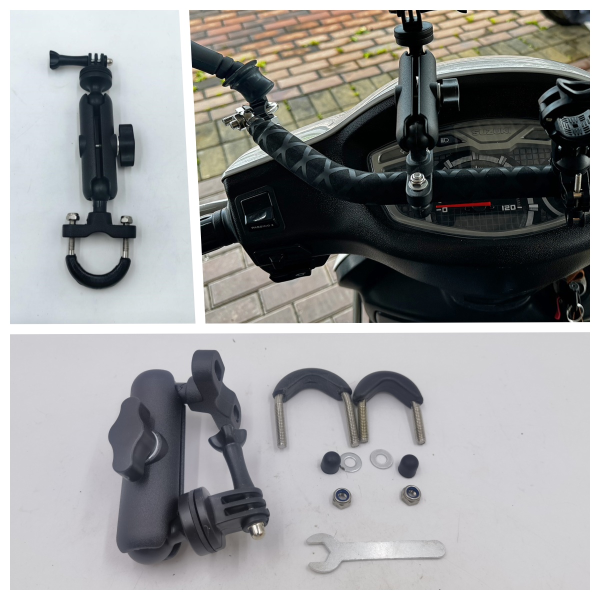 Suporte de bicicleta para motocicleta, para gopro 12 11 10 9 8, suporte de montagem de espelho para guidão, insta360 x3 x4 dji, acessórios para câmera de ação