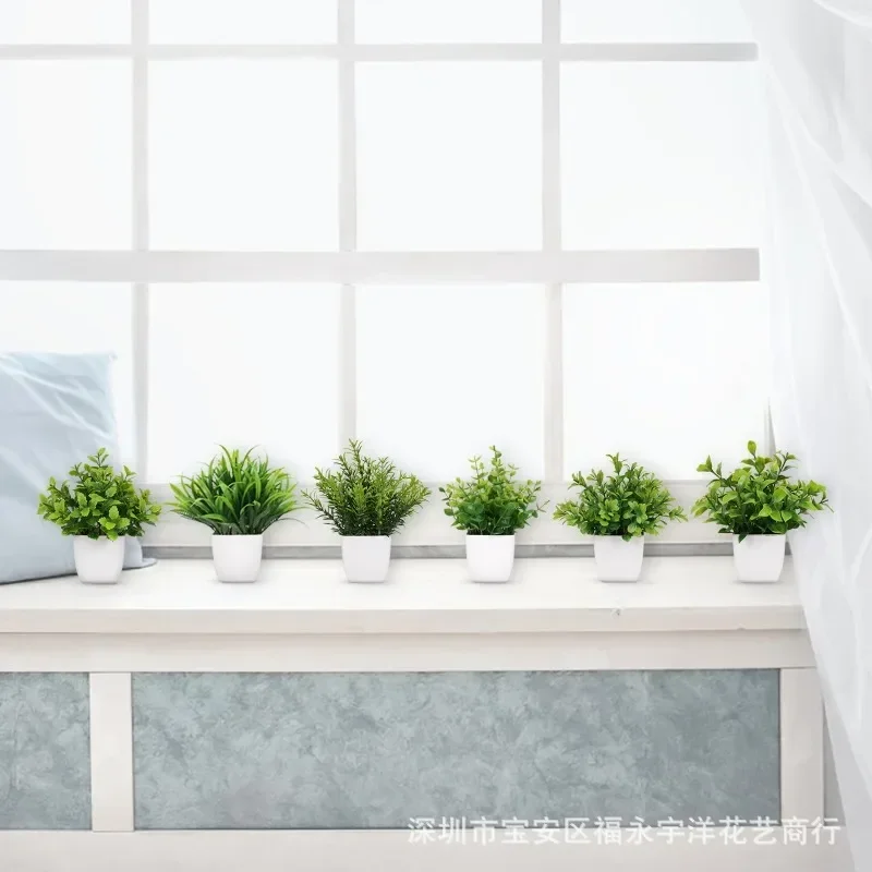 บอนไซประดิษฐ์สีเขียวปลอม Eucalyptus ดอกไม้กระถางต้นไม้สําหรับในร่มกลางแจ้งบ้านห้องนอนอุปกรณ์ตกแต่งสวน