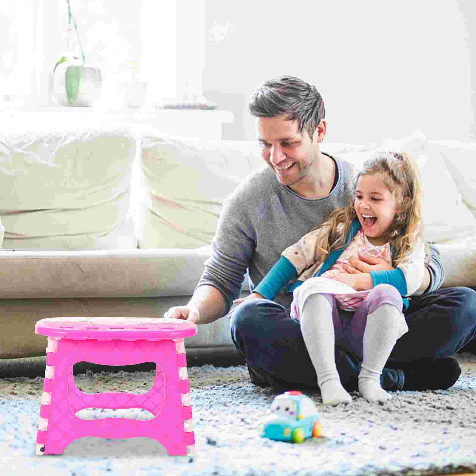 Plastic Folding Step Stool Portable Stool for Kids Home Bathroom Garden Kitchen Livingroom (Pink)