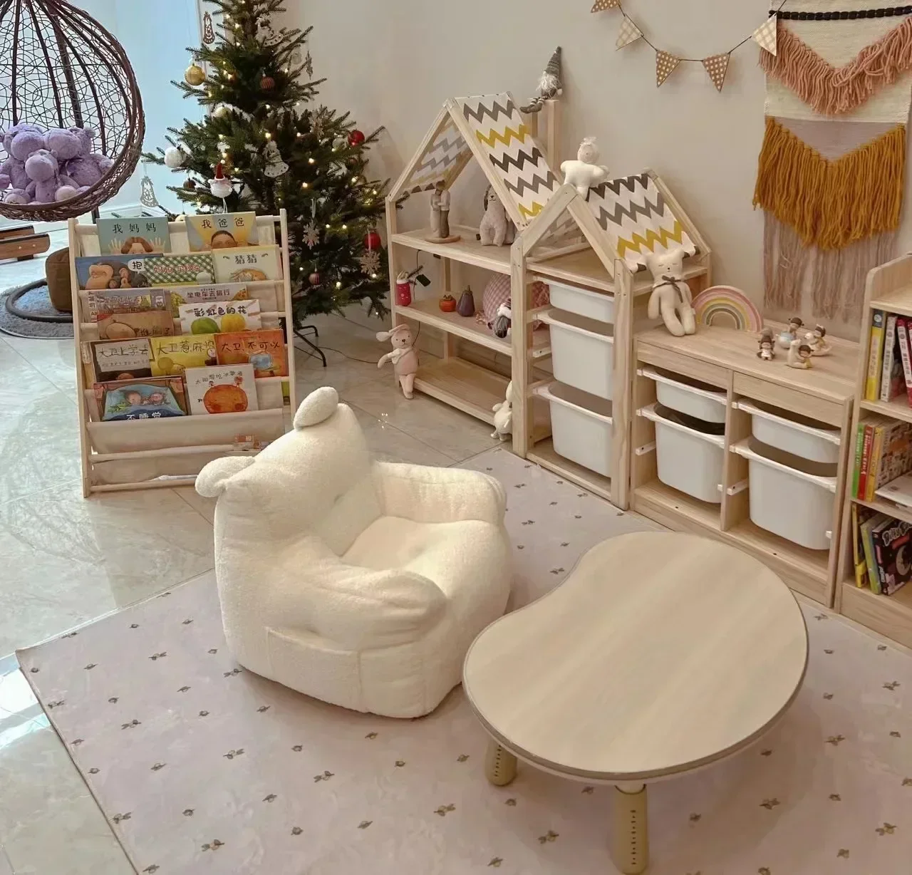 Cadeira de sofá infantil preguiçosa – tecido de algodão e linho macio com capa removível e lavável, ideal para leitura e brincadeiras