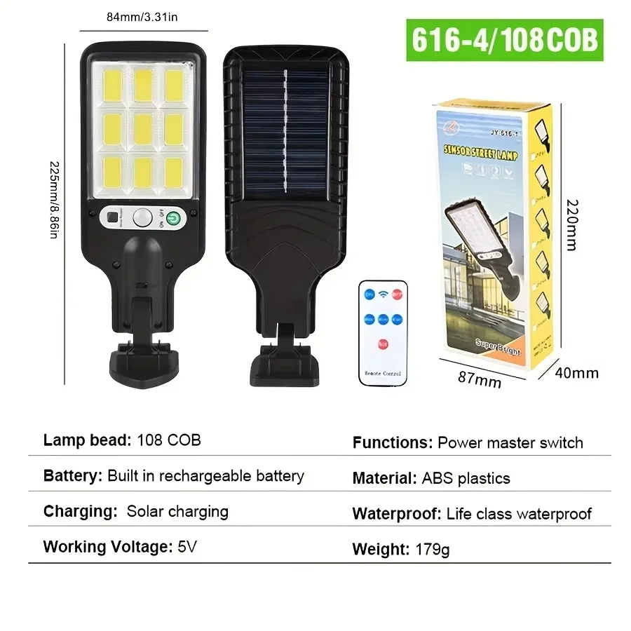 Lampada da parete a LED per esterni solare con corpo umano Impermeabile 3 modalità di induzione per giardino Terrazza Garage Cortile e illuminazione stradale