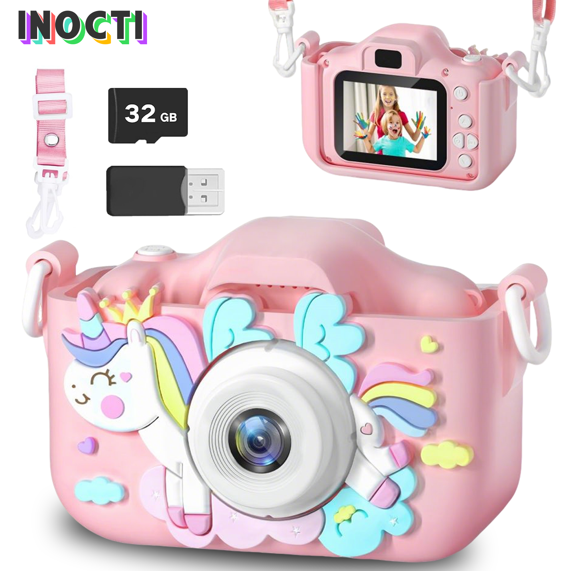 Appareil photo licorne numérique pour enfants, dessin animé mignon, jouets pour photographie en plein air, cadeau de Festival, jouets électroniques portables