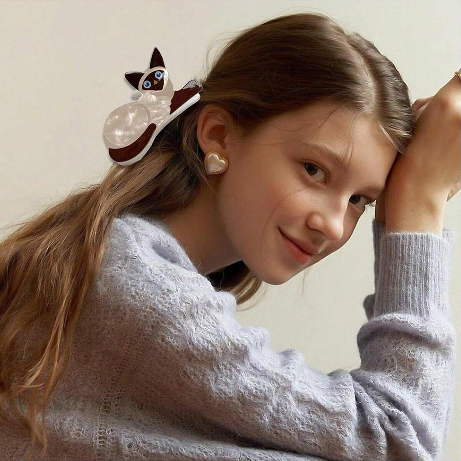 1pc gato hairpin senhora bonito pequeno hairpin curto longo cabelo hairpin para filha amante menina escola parceiro