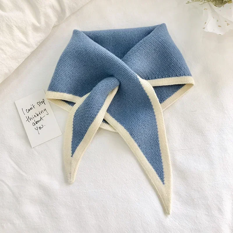 Bonito mini cachecóis para mulher moda triângulo cachecol ao ar livre à prova de vento lenço coreano popular cachecóis