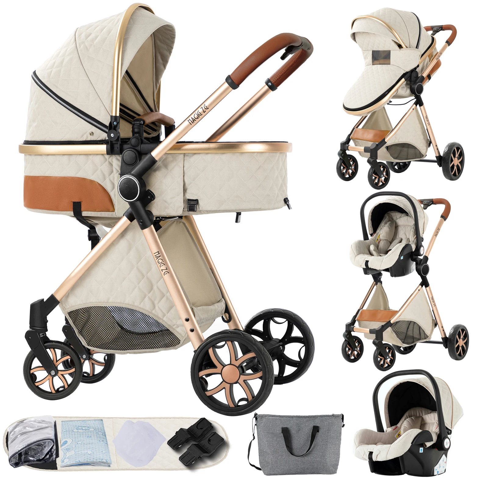 Passeggino multifunzionale 4 in 1 Carrozzina da viaggio leggera ad alto paesaggio con design ispirato a Doona, perfetta per la vita urbana