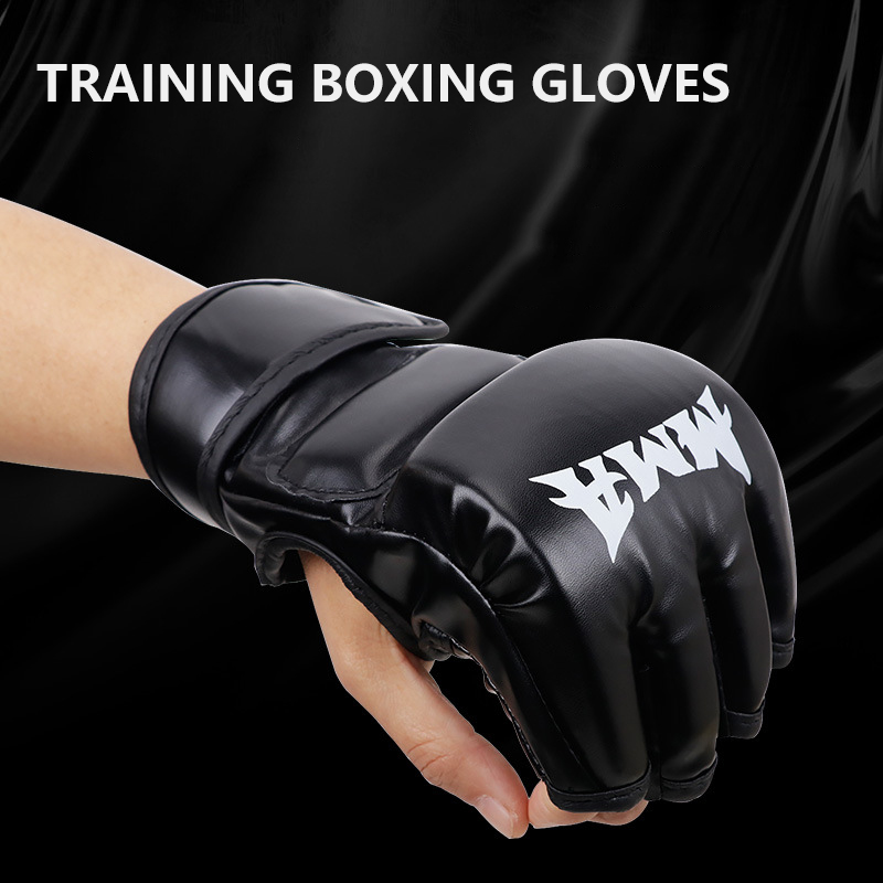 Guantes de entrenamiento de boxeo profesional, cojín de cuero de medio dedo para adultos, Sanda, boxeo, UFC, bolsa de arena para entrenamiento, nudillos