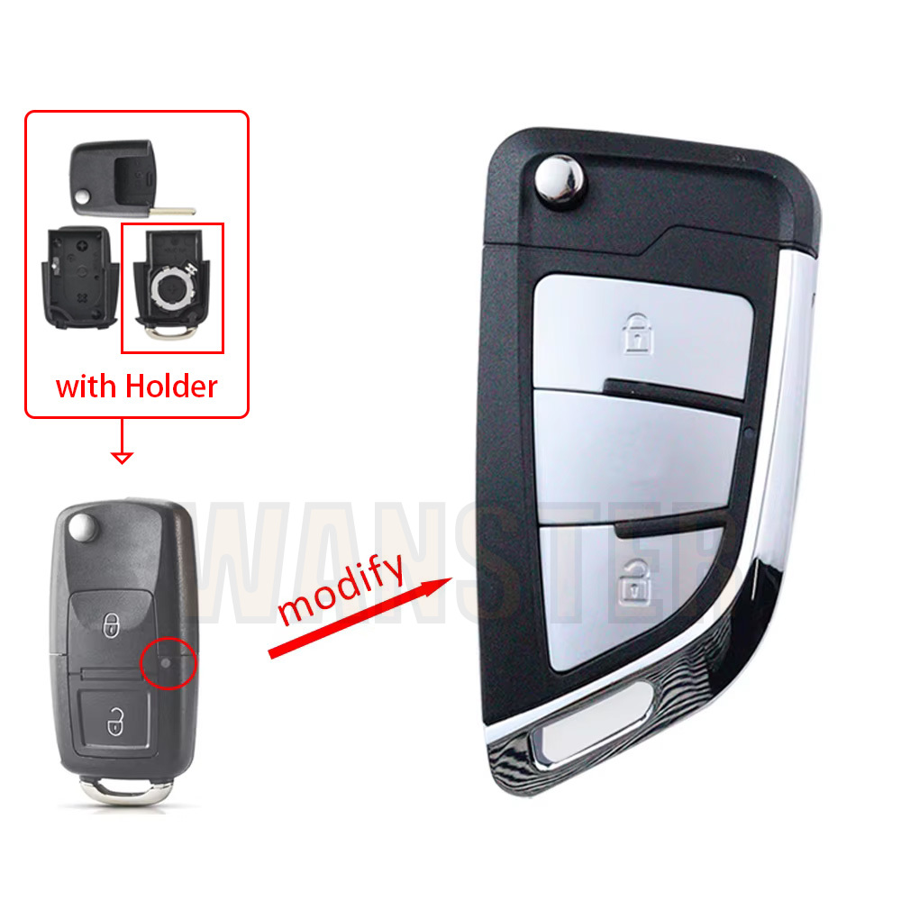 車のキーフォブケースシェルハウジング Vw B5 フォルクスワーゲンビートル/キャディ/パサート/ゴルフ/ジェッタ/ポロ/シロッコ/ティグアン/トゥーラン/シュコダ/シート用