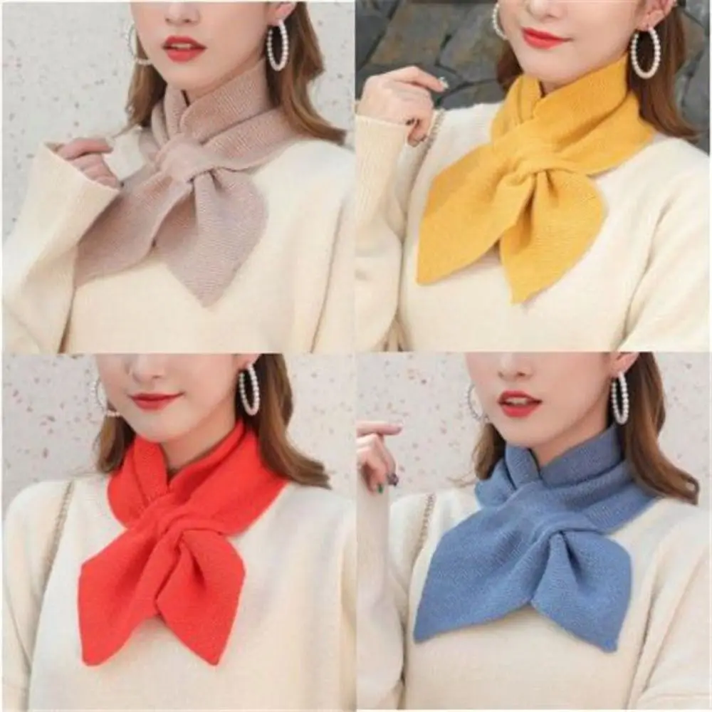 Bufanda cruzada de punto para invierno, calentador de cuello desmontable a prueba de viento, cuello alto cálido informal para mujer