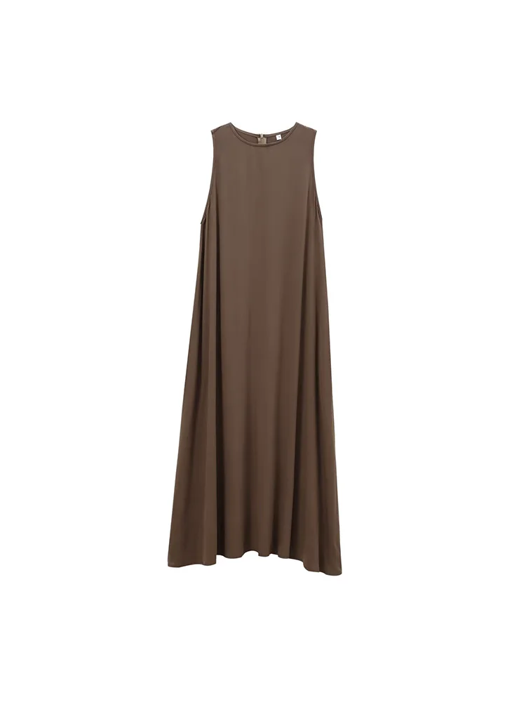 2024 Herbst und Winter Neuankömmlinge Damen einfache lose Rundhals ausschnitt ärmellose Weste Langrock Midi kleid