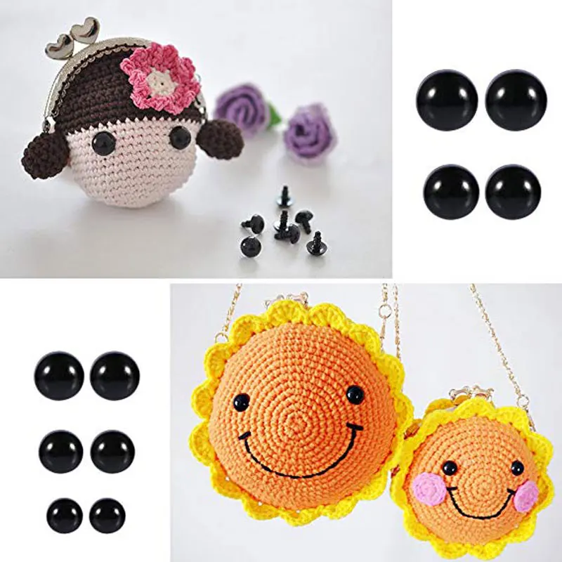 Jouets accessoires yeux en plastique yeux d'art yeux de haricot noir tous yeux à vis noirs poupée en peluche bricolage 100 yeux
