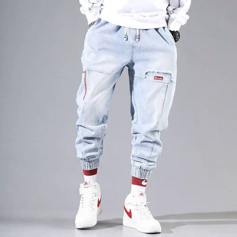 2025 New Streetwear Hip Hop Cargo Pants Men's Jeans Elastic Harun Joggers In Autumn and Spring Men ClothIng