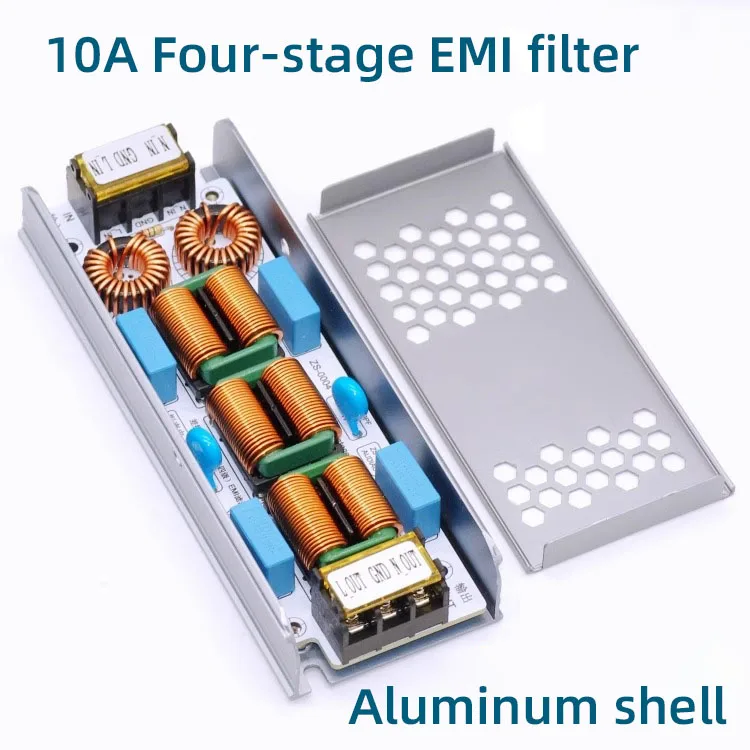 Filtro EMI 6A/10A AC 110/220V per soppressore di interferenze elettromagnetiche a 4 stadi per la purificazione di EMC di potenza e amplificatori audio