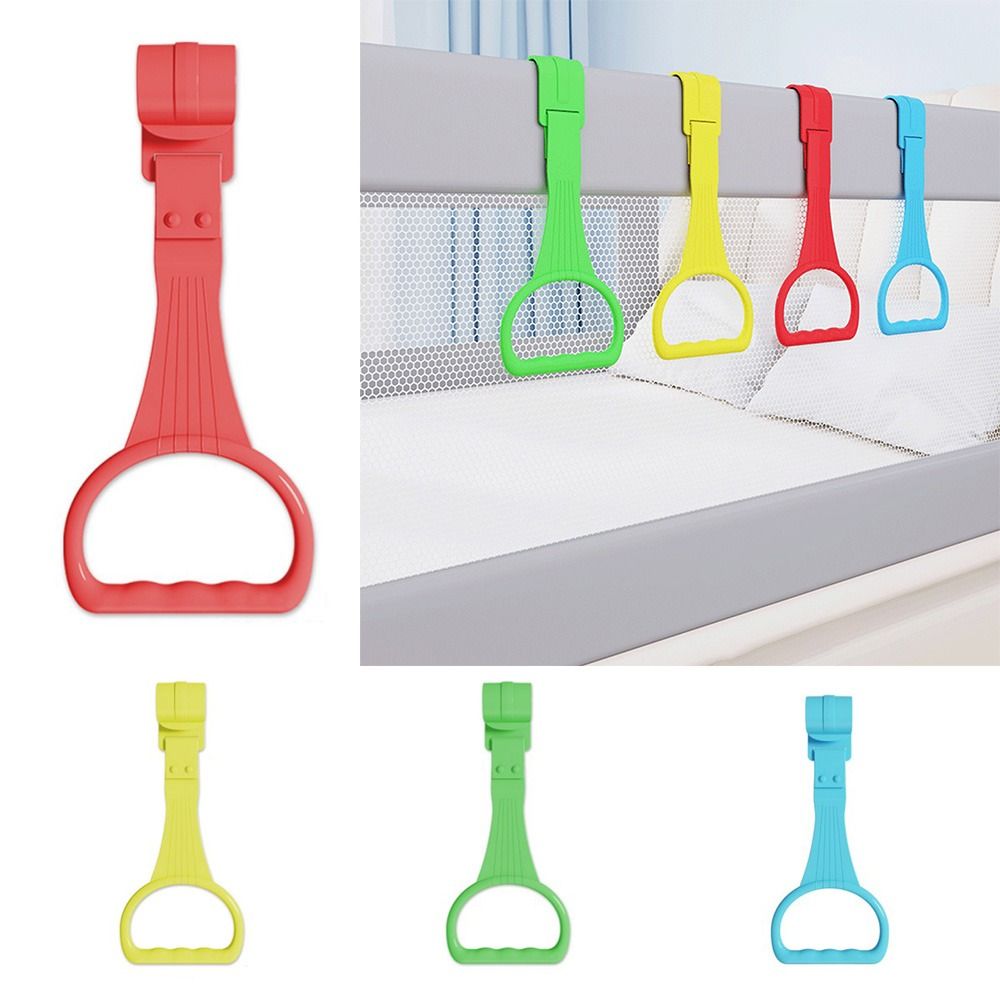 Anillo de plástico para parque infantil, accesorios para cama de enseñanza, ganchos para cuna de bebé de Color sólido, anillo de tracción para bebé, ayuda al soporte para bebé