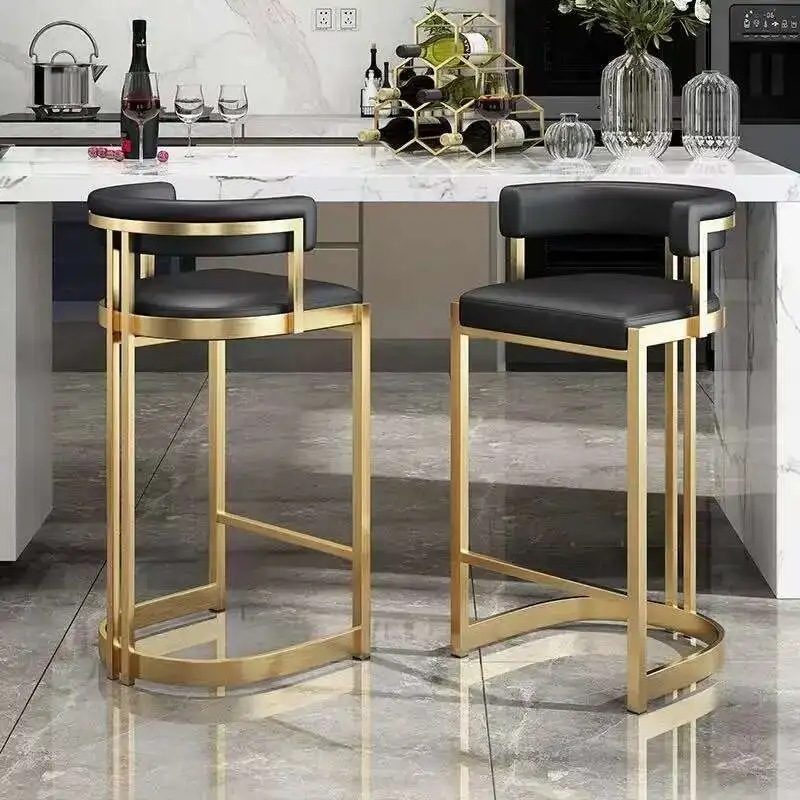 Reception Luxury Bar Chairs Nordic Gold Ergonomic Nordic Backrest High Chairs Industrial Modern Counter Sillas De Bar Furniture
