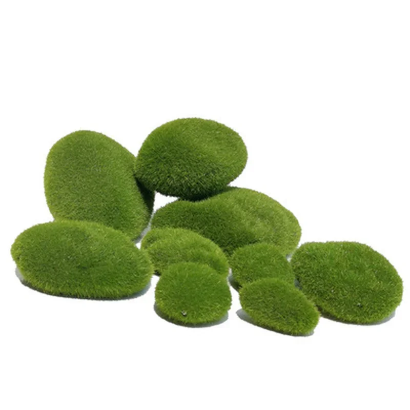 10Pcs Artificial Green Moss Plants Simulated Moss Stone Creative Home Garden Lawn Floor Ornament Landscape Bonsai Decoration