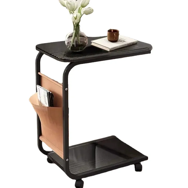 2 Tiers Small Size Corner Table For Couch With Wheels And Bed Modern Style Laptop Table In Living Room Bedroom