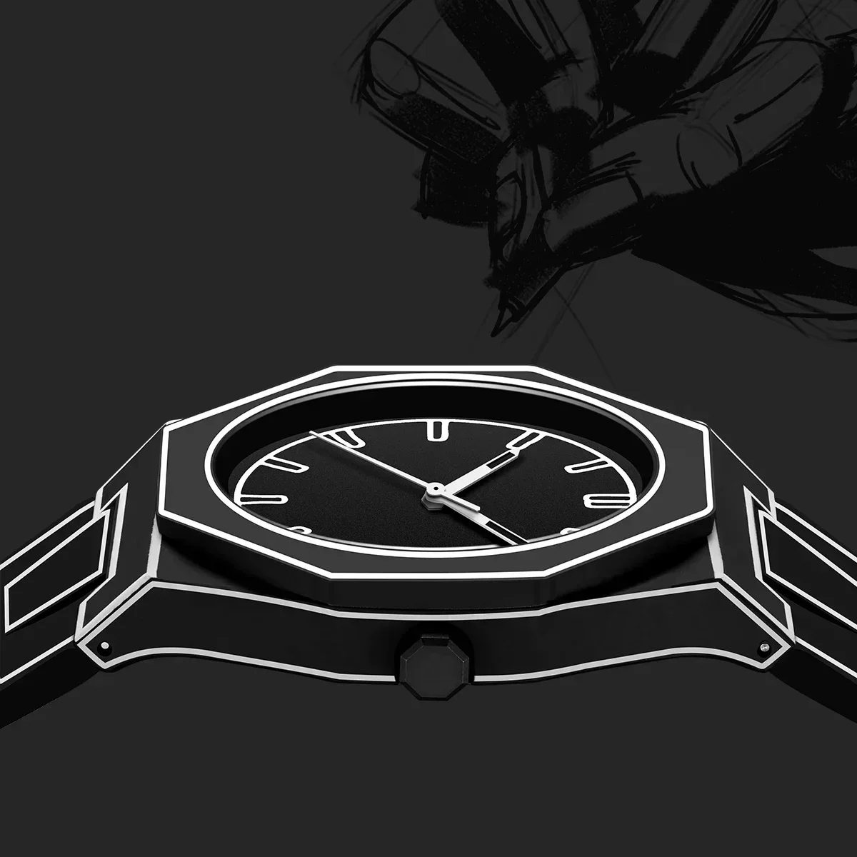 Moderno e minimalista esboçar criativo esportes e lazer relógio design criativo relógio à prova dwaterproof água