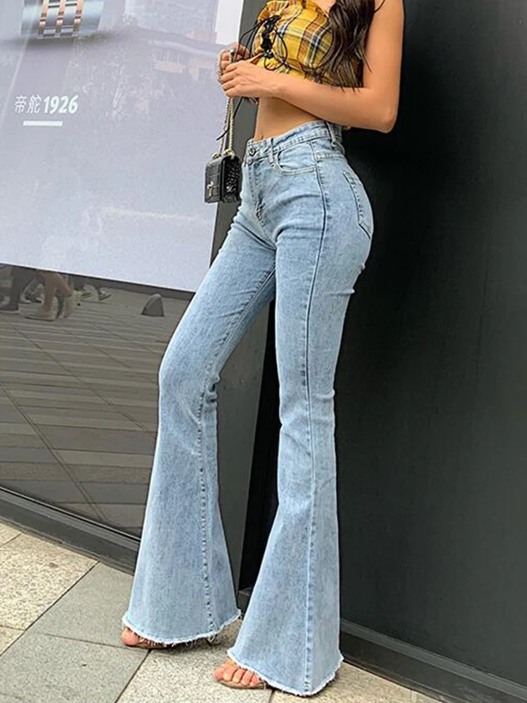 フレアジーンズパンツ女性のヴィンテージデニムy2kジーンズ女性ハイウエストファッションストレッチ背が高く薄いズボンストリートレトロジーンズ