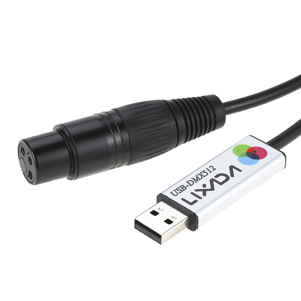Lixada adaptateur d'interface USB vers DMX LED DMX512 ordinateur PC contrôleur d'éclairage de scène variateur