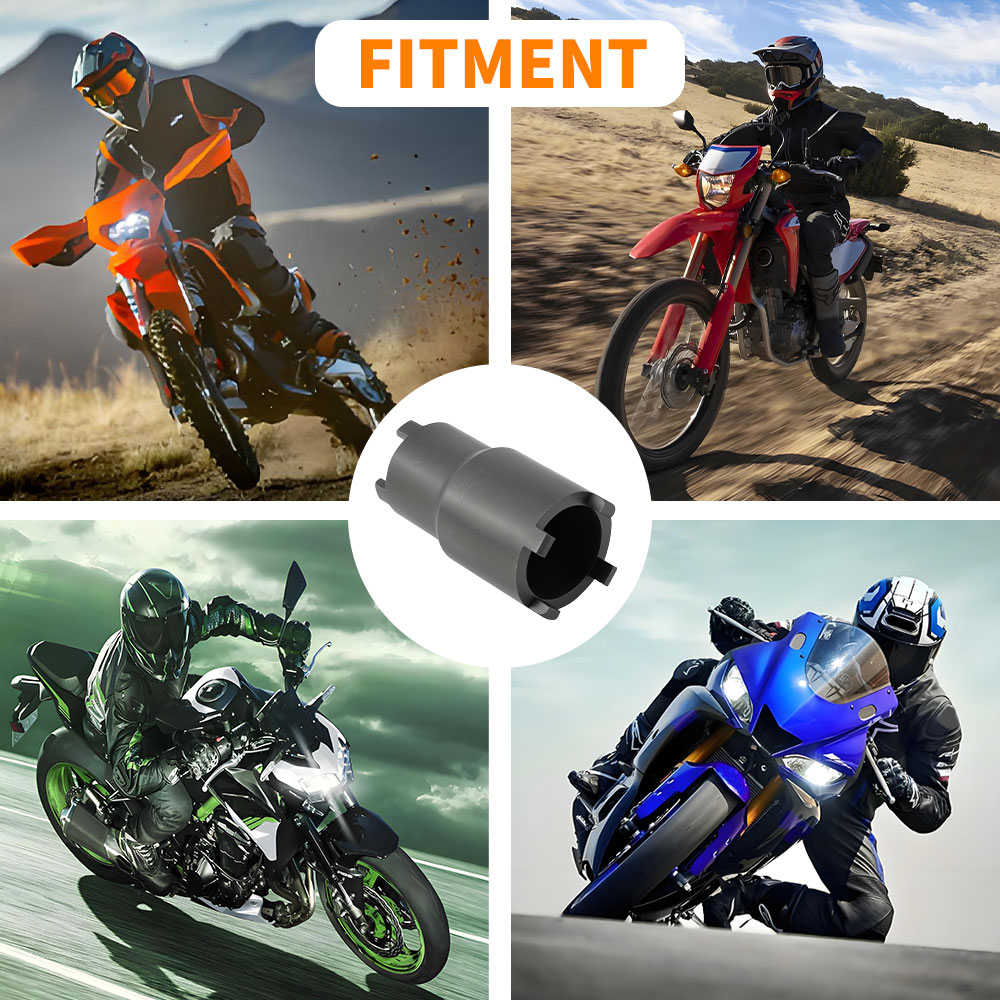Gereedschap voor het verwijderen van motorfietsen, zwarte tweekoppige koppelingsborgmoersleutel, moto-reparatiegereedschap voor KTM Yamaha HONDA Suzuki Kawasaki