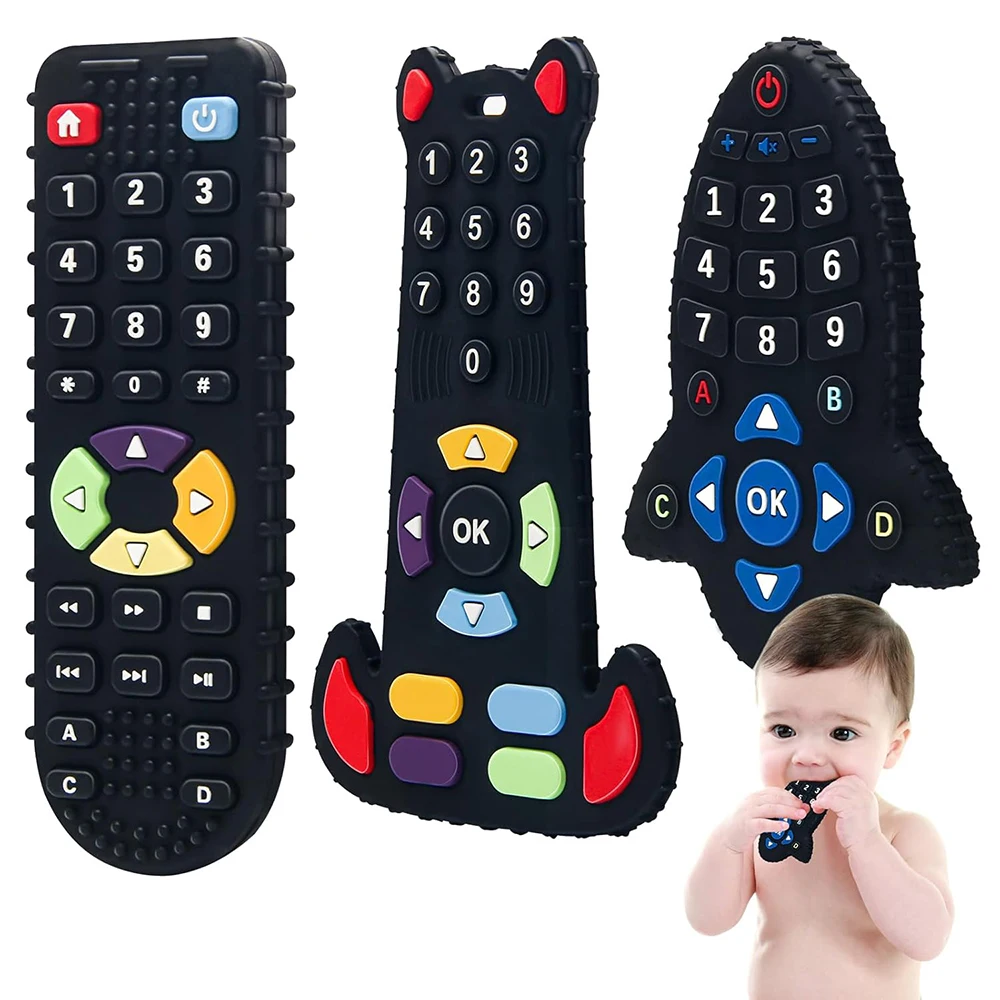 Giocattoli per bambini 0 12 mesi Giocattolo per la dentizione in silicone Forma di telecomando Orso Massaggiagengive Giocattoli da masticare Sollievo Denti Gomma Giocattoli sensoriali per neonati