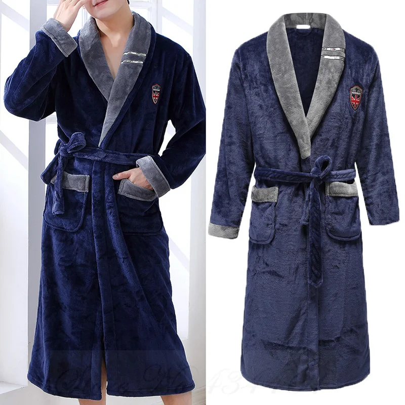 Winter Thicken Warm Sleepwear Lounge Wear Oversize 3XL Couple Sleepwear Kimono Bath Robe Gown Loose Coral Fleece Home Clothes