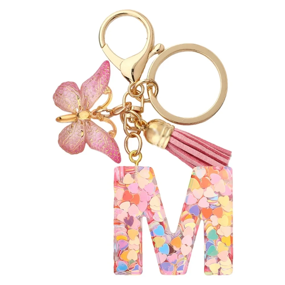 แฟชั่น DIY A-Z ตัวอักษรพวงกุญแจโลหะจี้ Key CHAIN ผู้หญิงแหวน Simple Letter ชื่อ Key PARTY ของขวัญเครื่องประดับ