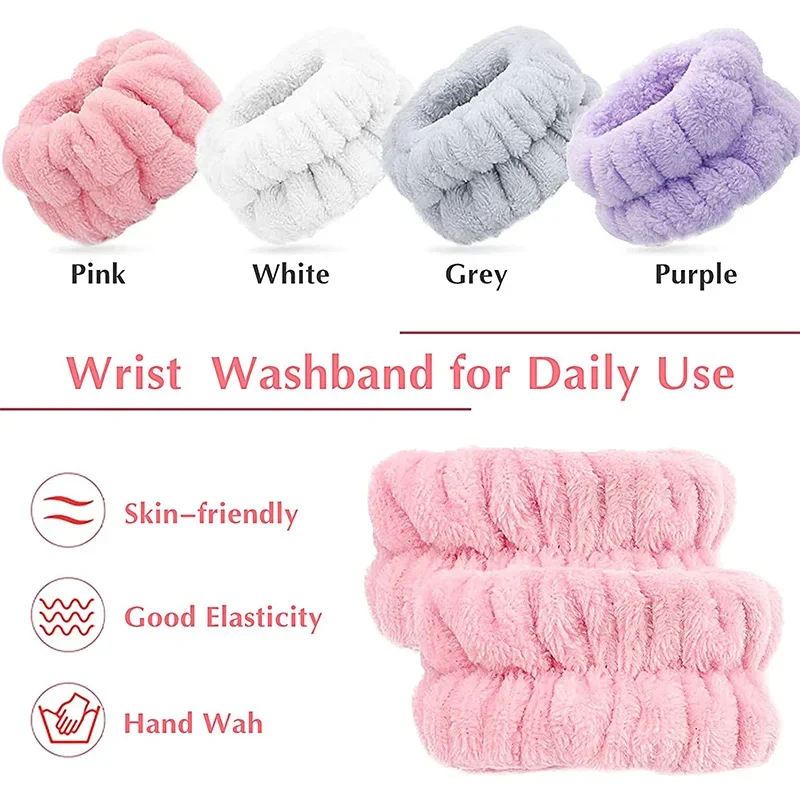 Polswasband Microvezel polswashanddoekband Polsbandje Scrunchies voor het wassen van gezicht Absorberende polszweetband voor dameshoofdband