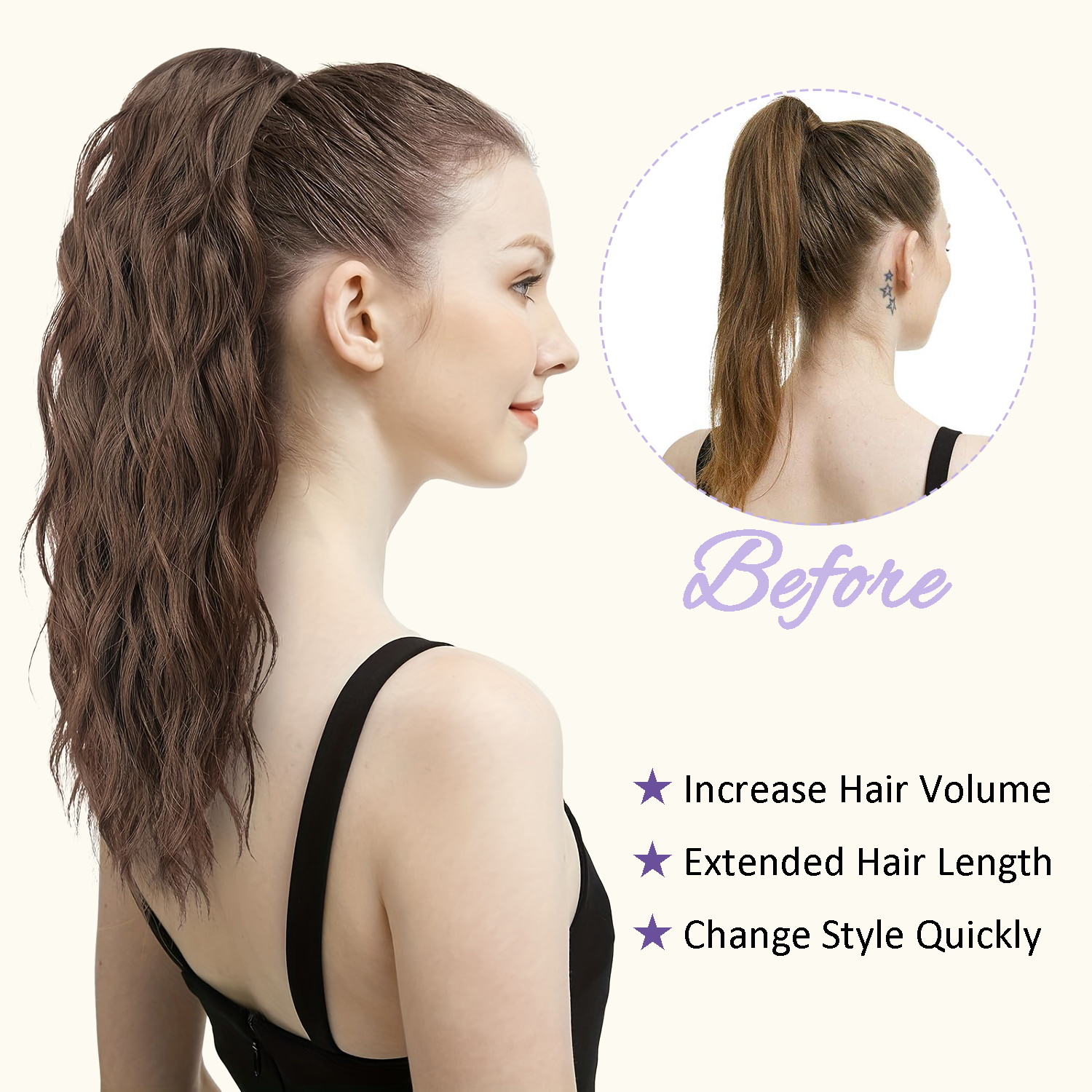 LISI GIRL สังเคราะห์คลื่นธรรมชาติ Drawstring หางม้า EXTENSION 18 นิ้วยาวหยักคลิปใน PONY TAIL Hairpiece สําหรับทุกวันปาร์ตี้