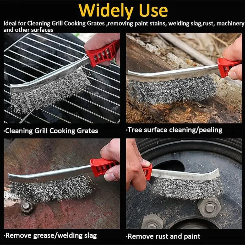 ลวดเหล็กแปรงย่างบาร์บีคิวไม้ Handle Rust Removal Roller CLEANER สําหรับตะแกรงบาร์บีคิวเครื่องมือขัด