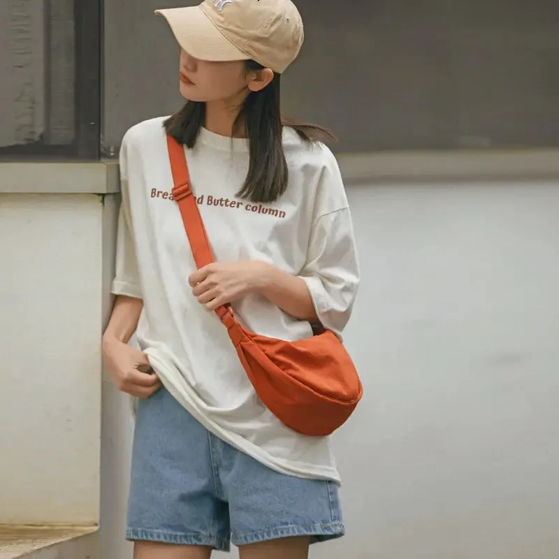 Torba na ramię unisex w jednolitym kolorze, duża pojemność, podróżna, typu crossbody, damska torba półksiężyc, codzienna torba na ramię z bawełnianym wypełnieniem.