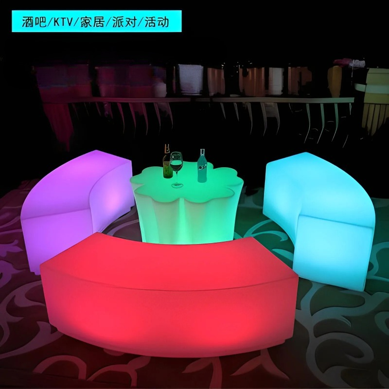 Creative Curved RGB Light Up Bar Stool,Multi-Color LED for KTV Party Garden Café,Glowing Outdoor Indoor Seat with Remote Control