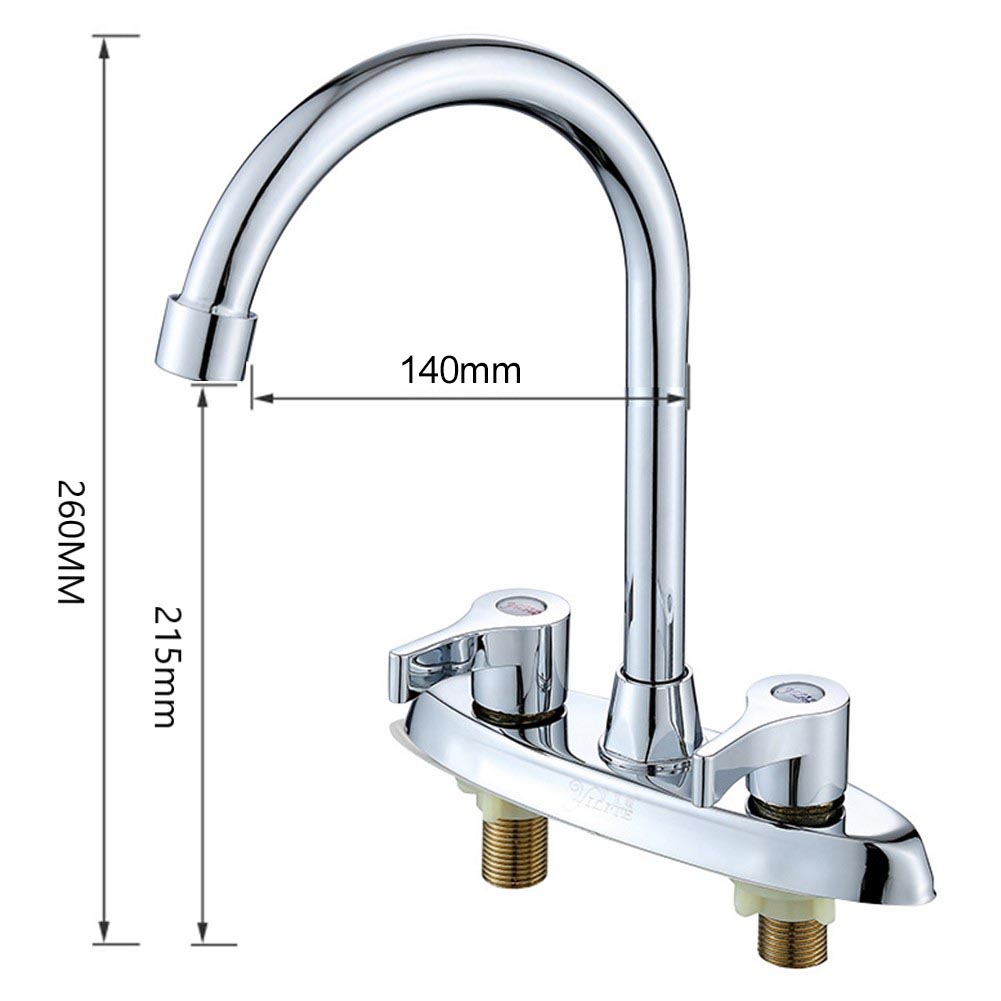 Double Hole Faucet Hot And Cold Water Mixer Tap Handle Deck Mounted Brass Kitchen Sink Faucet Washbasin Tap Easy Installation