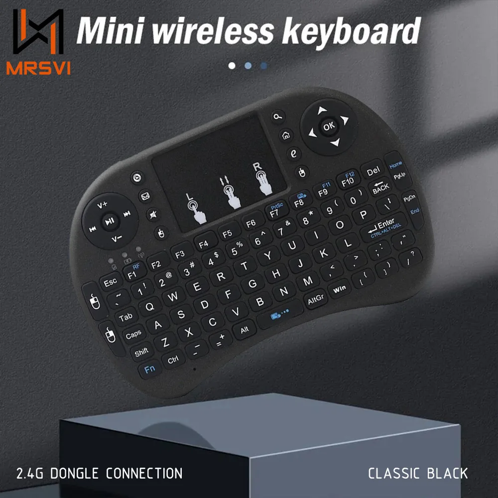 MRSVI I8 2,4 G Mini Wireless Tastatur Classic Black Air Mouse Fernbedienung Touchpad für Android TV Box PC Smart TV