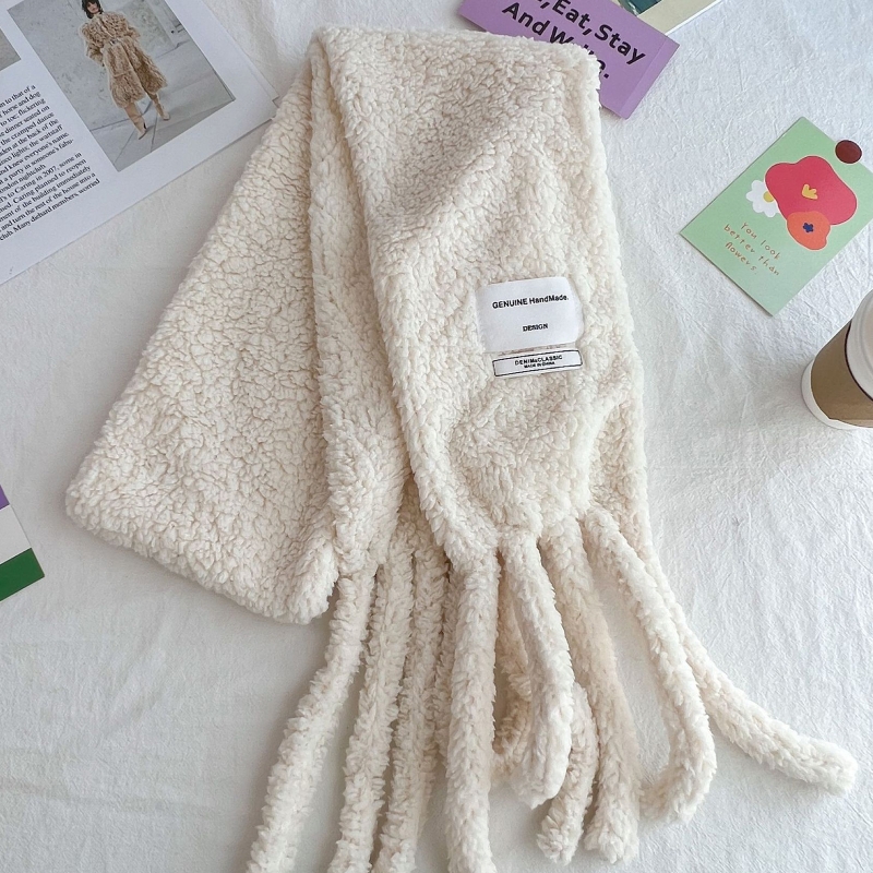 Plüschschal mit Tasche, Halstuch, Schals mit Quasten für Damen, einfarbig, Oktopus-Schal, super weiblich, lang