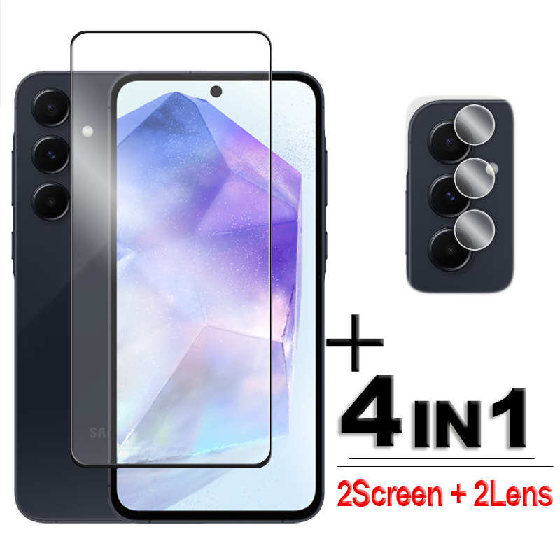 Для Samsung Galaxy A55 5G Стекло Для Samsung A05s A05 A15 A25 A35 A55 Закаленное стекло 2.5D Полное покрытие Клей Защитная пленка для экрана