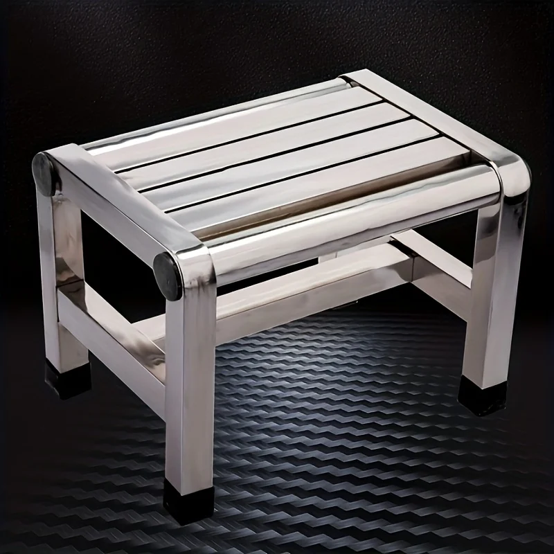 Taburete multifuncional de acero inoxidable: taburete duradero, grueso y resistente, ideal para sala de estar, baño, cocina, pasillos