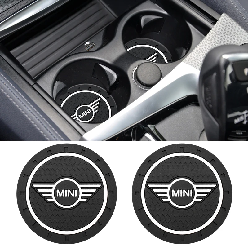 Posavasos antideslizante de PVC para coche, almohadilla para taza de agua para Mini Cooper One S JCW R55 R56 R60 F55 F56 Countryman, accesorios para automóviles