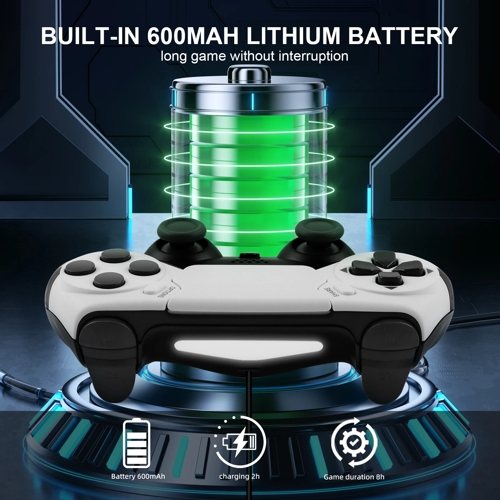 GAMINJA P48 Wireless Controller BT Gamepad Double Vibration No Latency With Touchpad Microphone Earphone Port For PS4 PS3 PC