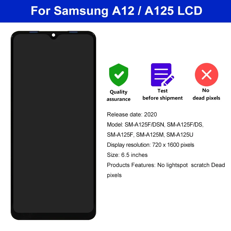 Nuevo probado para Samsung Galaxy A12 LCD A125F SM-A125F A125 pantalla táctil digitalizador para Samsung A12 reemplazo de pantalla
